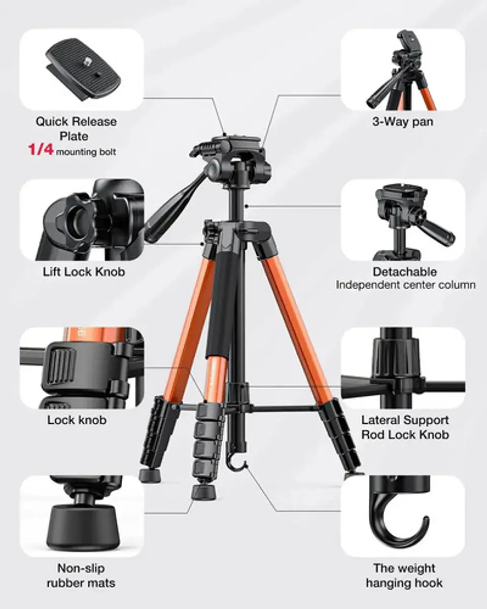 Cambofoto Tripode Y Monopie Para Camara De 73 Pulgadas, Sopo Naranja 6