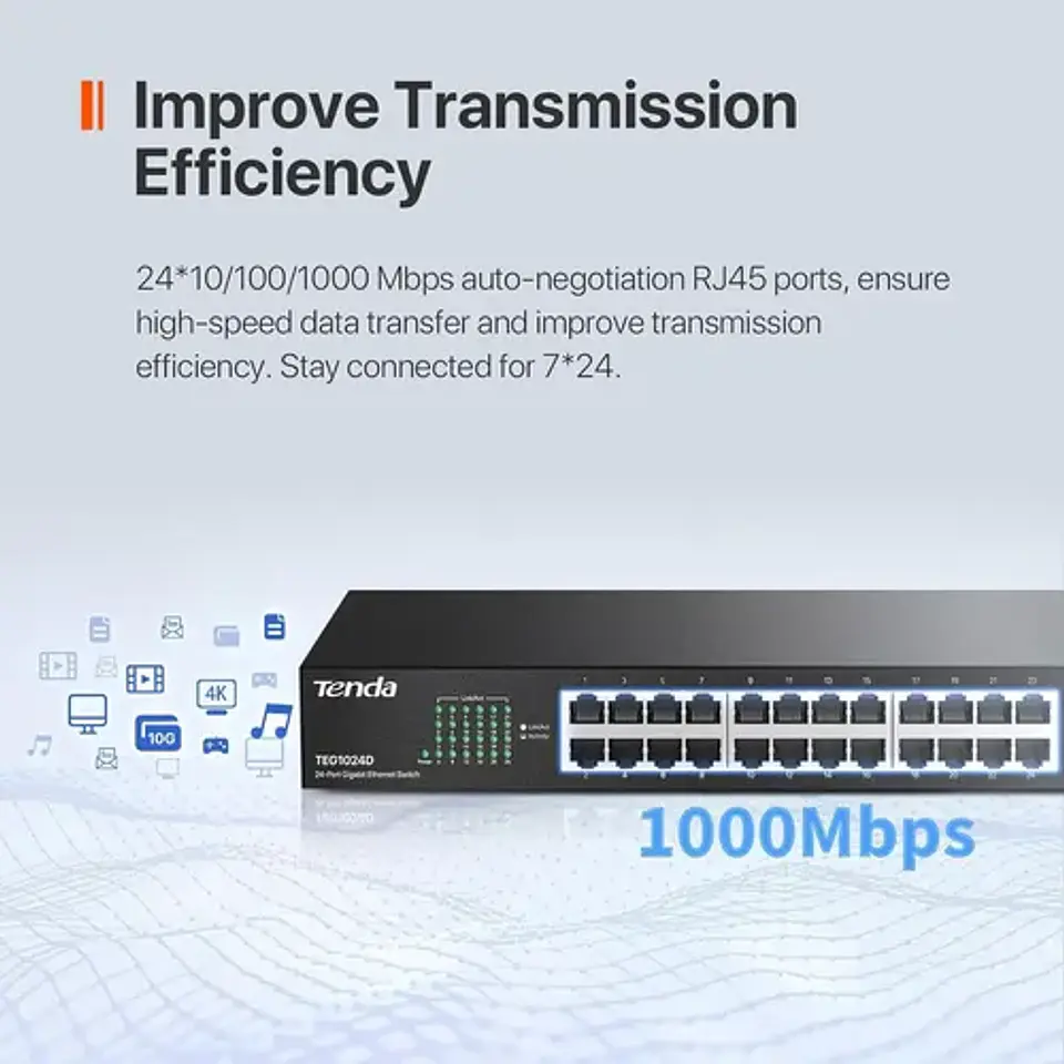 Switch Gigabit Tenda Teg1024d De 24 Puertos Para Montaje 6