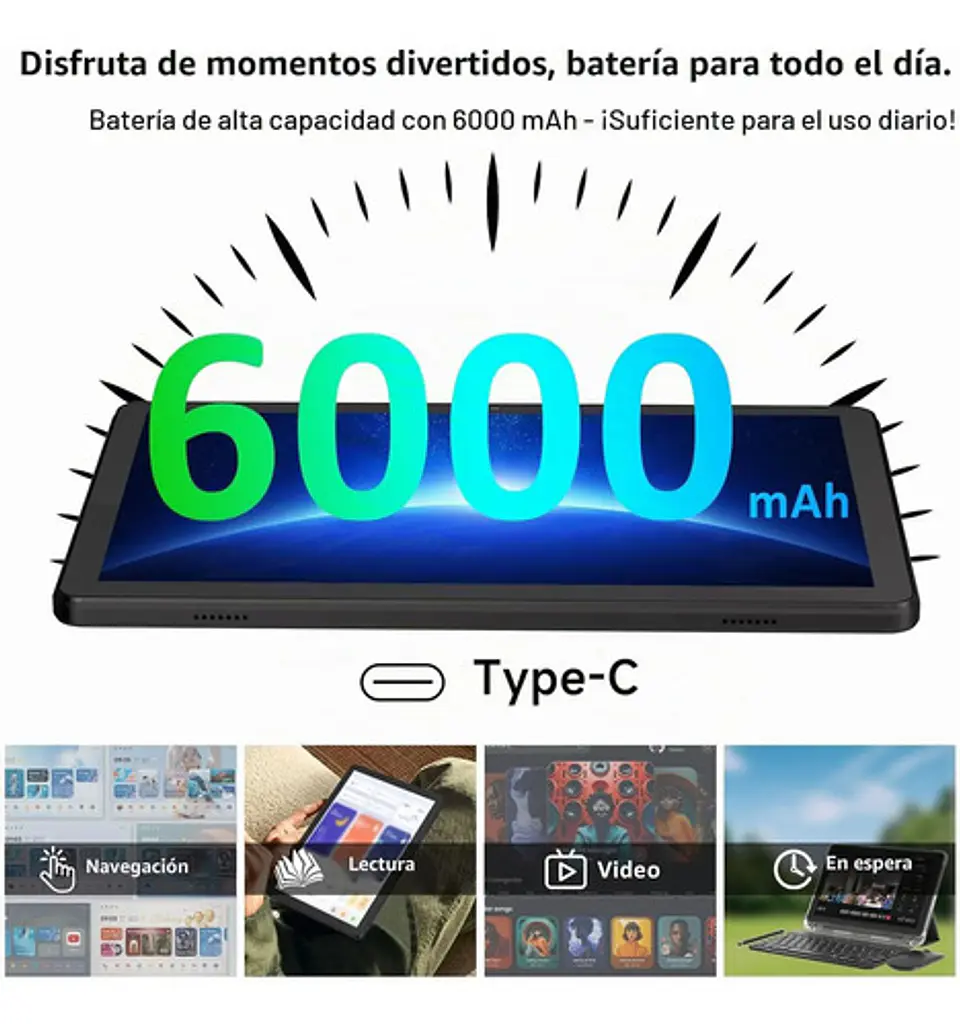 Tablet Android 16 10.1  16gb Ram 128gb, Batería 6000mah 2