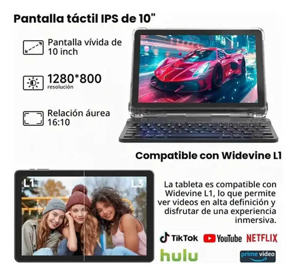 Tablet Android 16 10.1  16gb Ram 128gb, Batería 6000mah 5