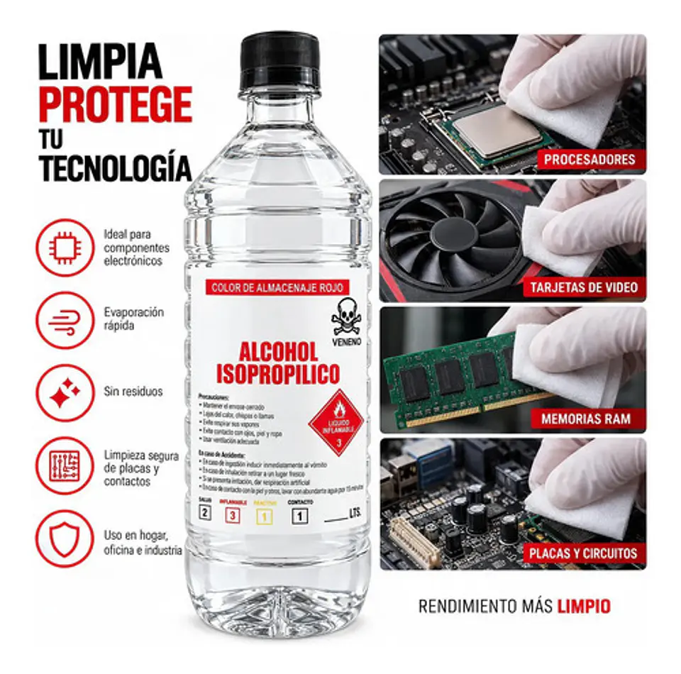 Alcohol Isopropílico 1 Litro Electrónica Computacion 1