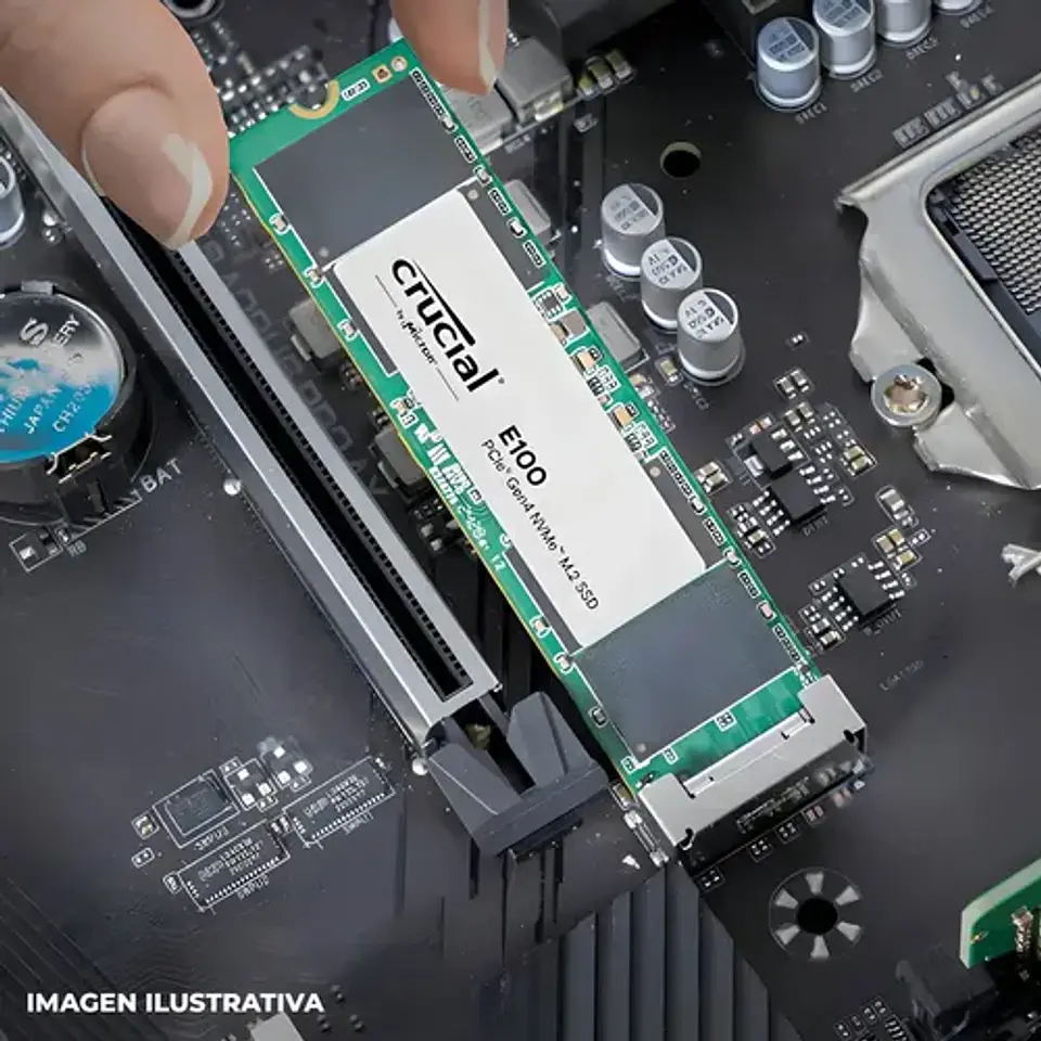 Unidad De Estado Solido Ssd M.2 1tb Crucial E100 Nvme Pcie 4.0 4500/5000 Ct1000e100ssd8 Negro 5