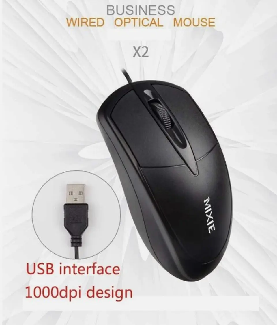 Mouse Óptico Mixie X2 de 1000 DPI con Cable, para Chrome OS y Windows 3