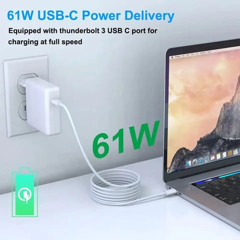 Cargador Para Macbook Apple 61w Usb-c Carga Rápida 20.3v 3.0 2
