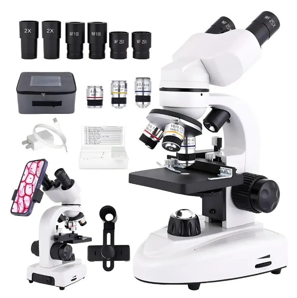 Microscopio Binocular 40x-2500x Led Dual Wf10x Y Wf25x 3