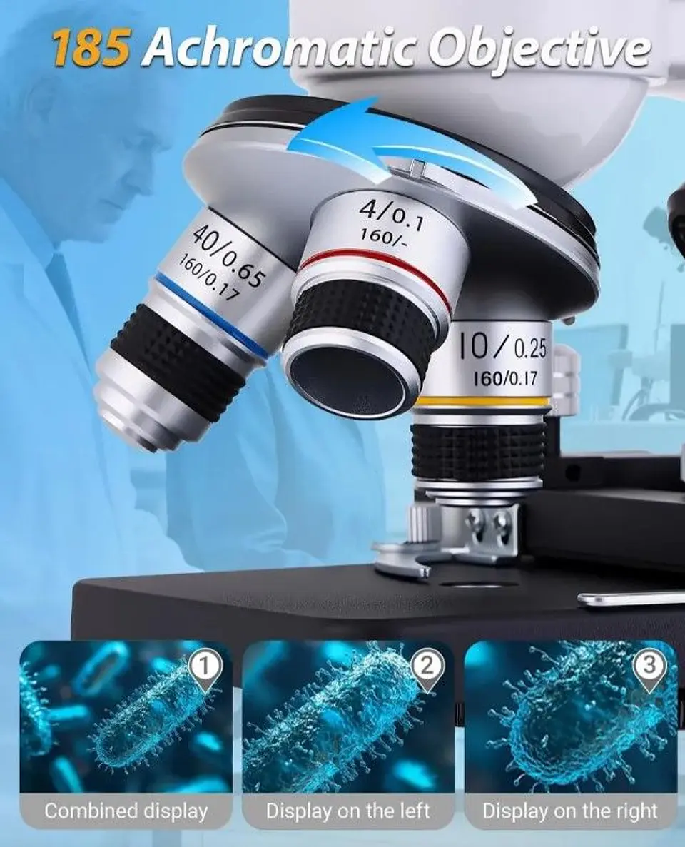 Microscopio Binocular 40x-2500x Led Dual Wf10x Y Wf25x 6