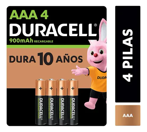 Pack X4 Pilas Aaa Recargables De 900 Mah Duracell