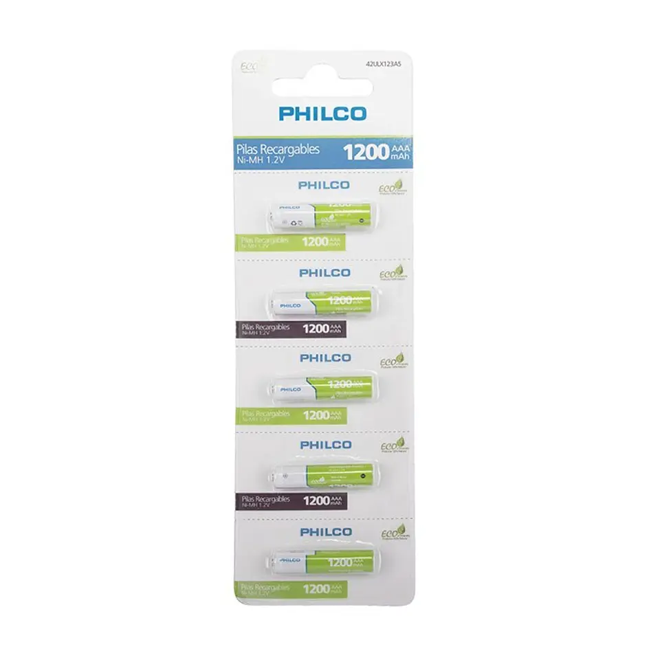 Pack 5 Pilas Recargables AAA Philco 1200mha 1
