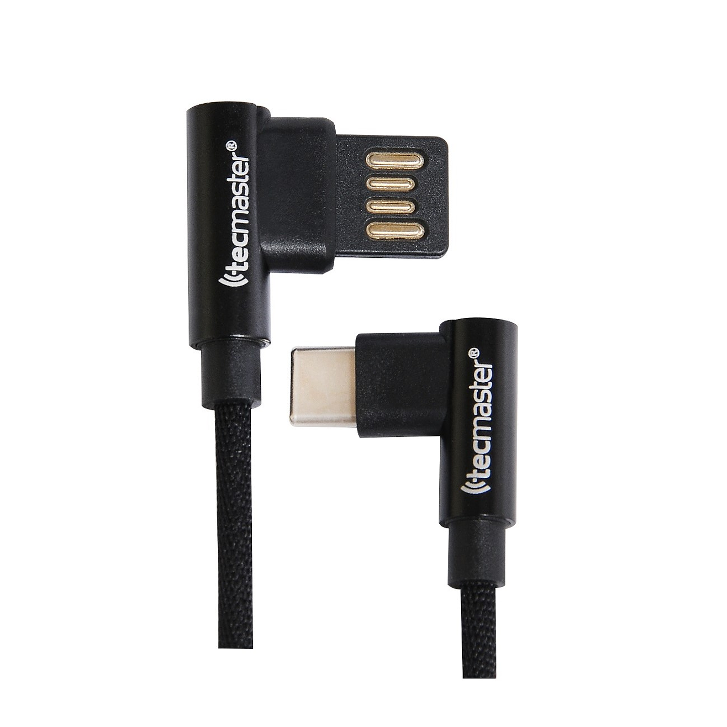 Cable Usb Tipo C Textil 90° Tecmaster Negro 1