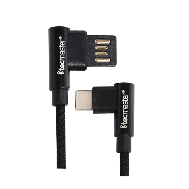 Cable Usb Tipo C Textil 90° Tecmaster Negro 1