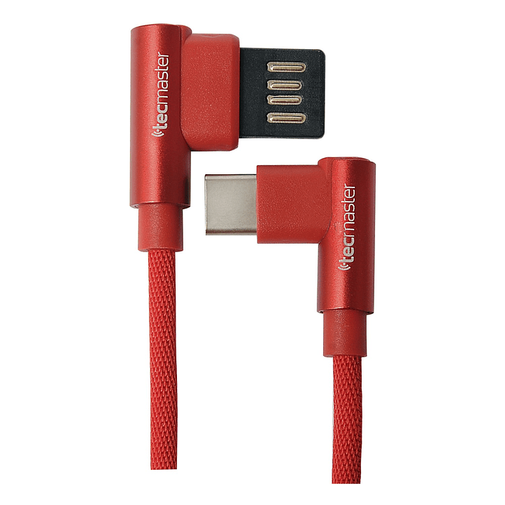 Cable Usb Tipo C Textil 90° Tecmaster Rojo 1