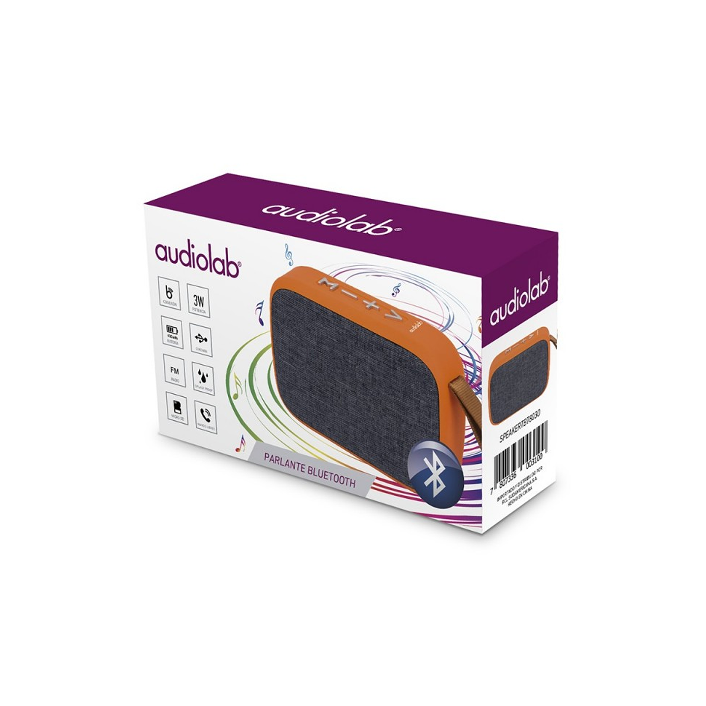 Mini Parlante Audiolab BT 3w Naranjo 2