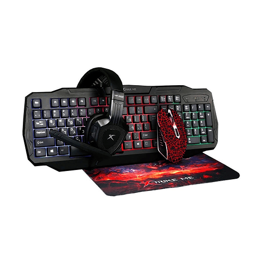 Kit Gamer Mouse Teclado Audifonos, Pad Mouse Xtrike Me