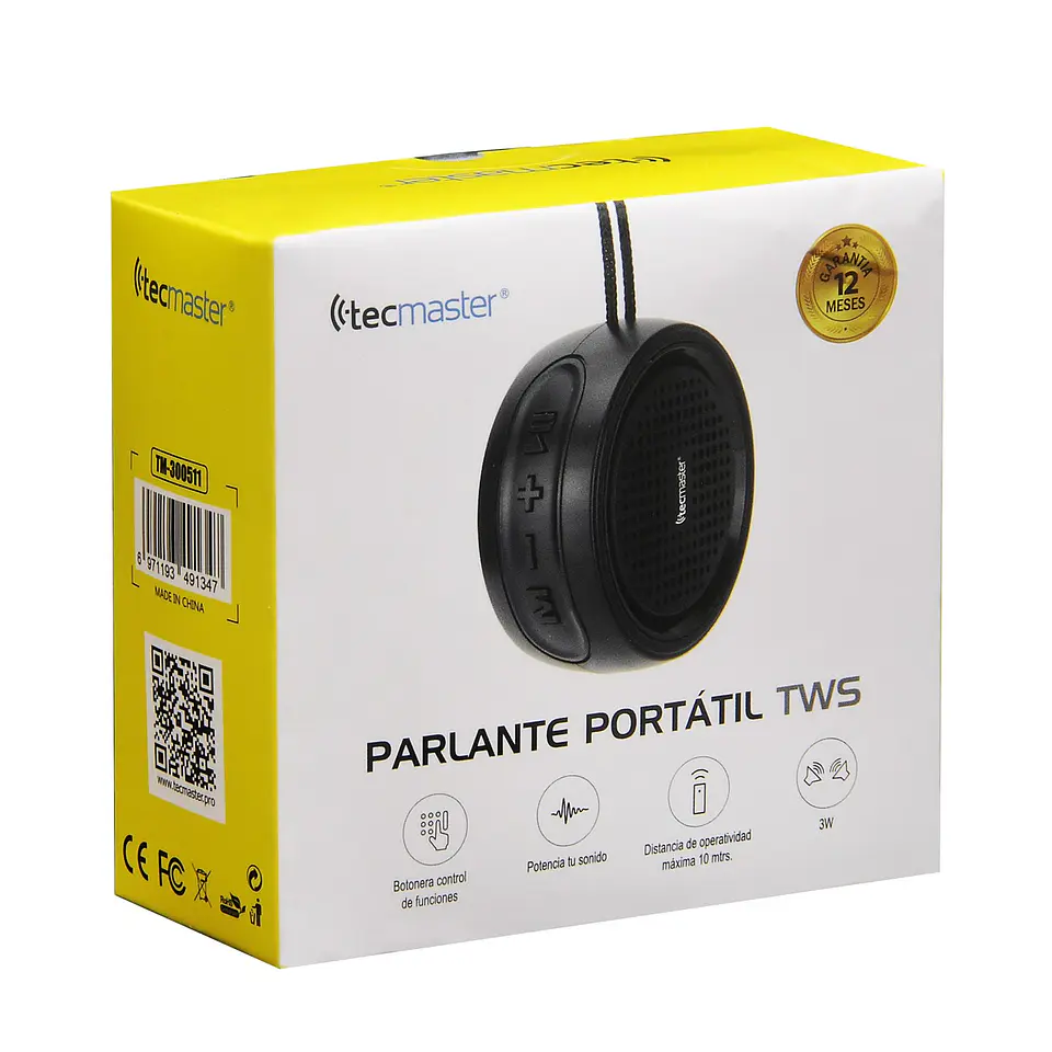 Parlante Portátil Tws 3w Tecmaster Negro 2
