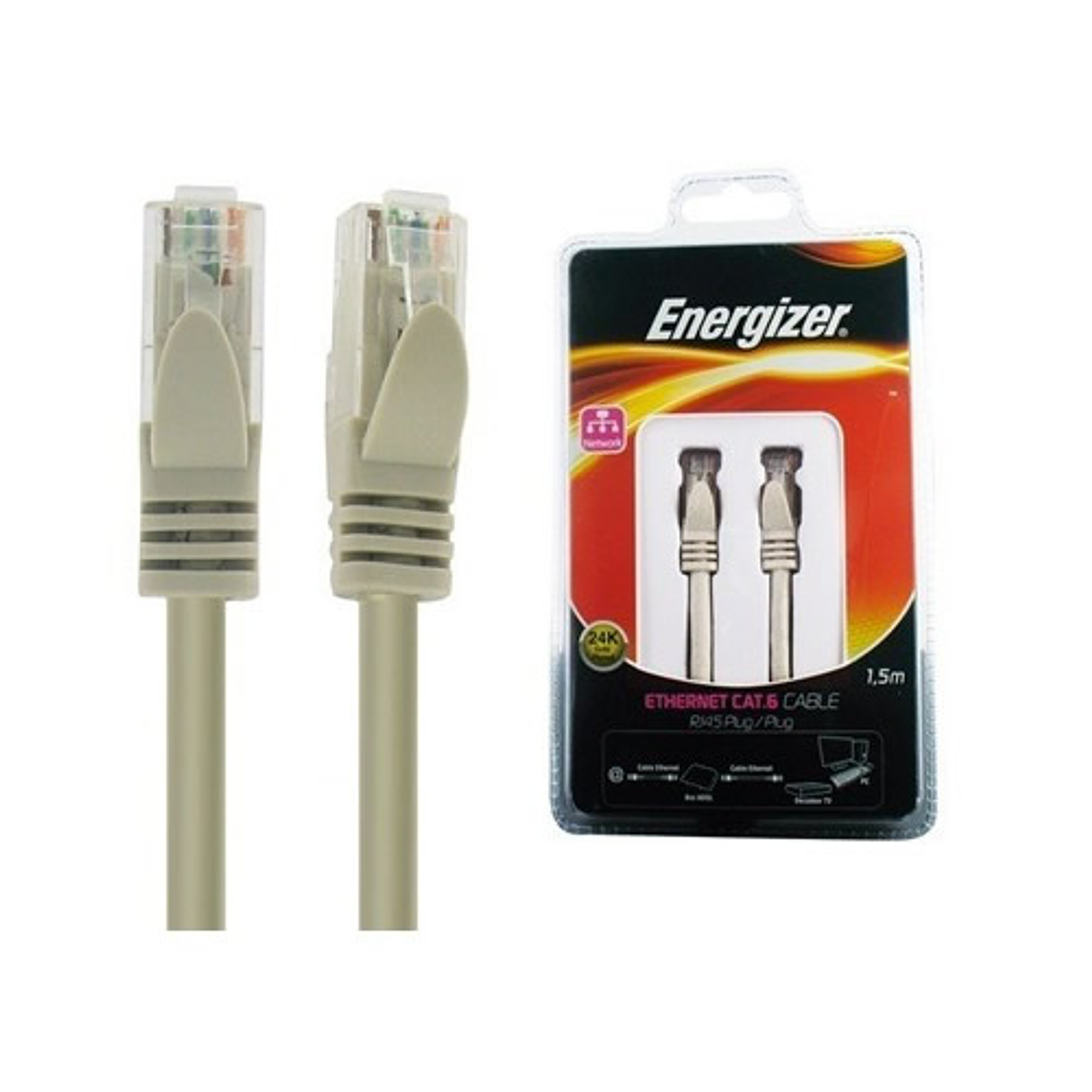 Cable Lan Utp Energizer Categoria 6 Rj45 1.5m 1