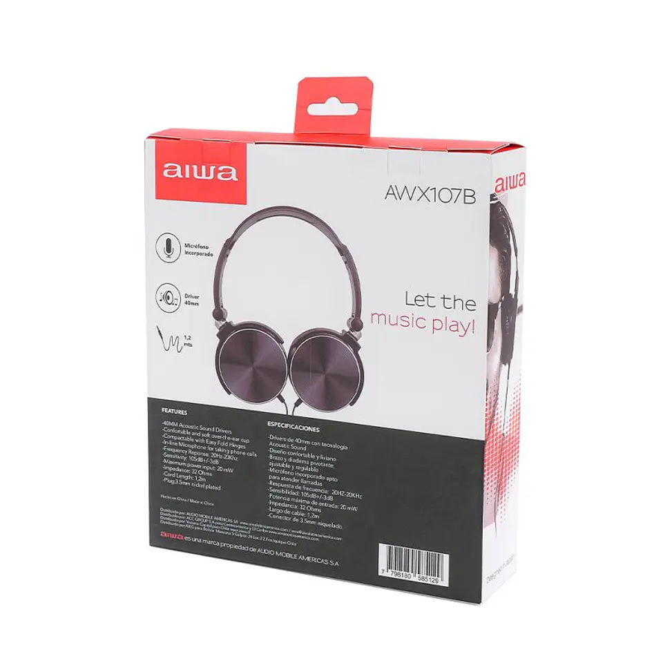 Audífono On-Ear Aiwa AWX107 Negro 5