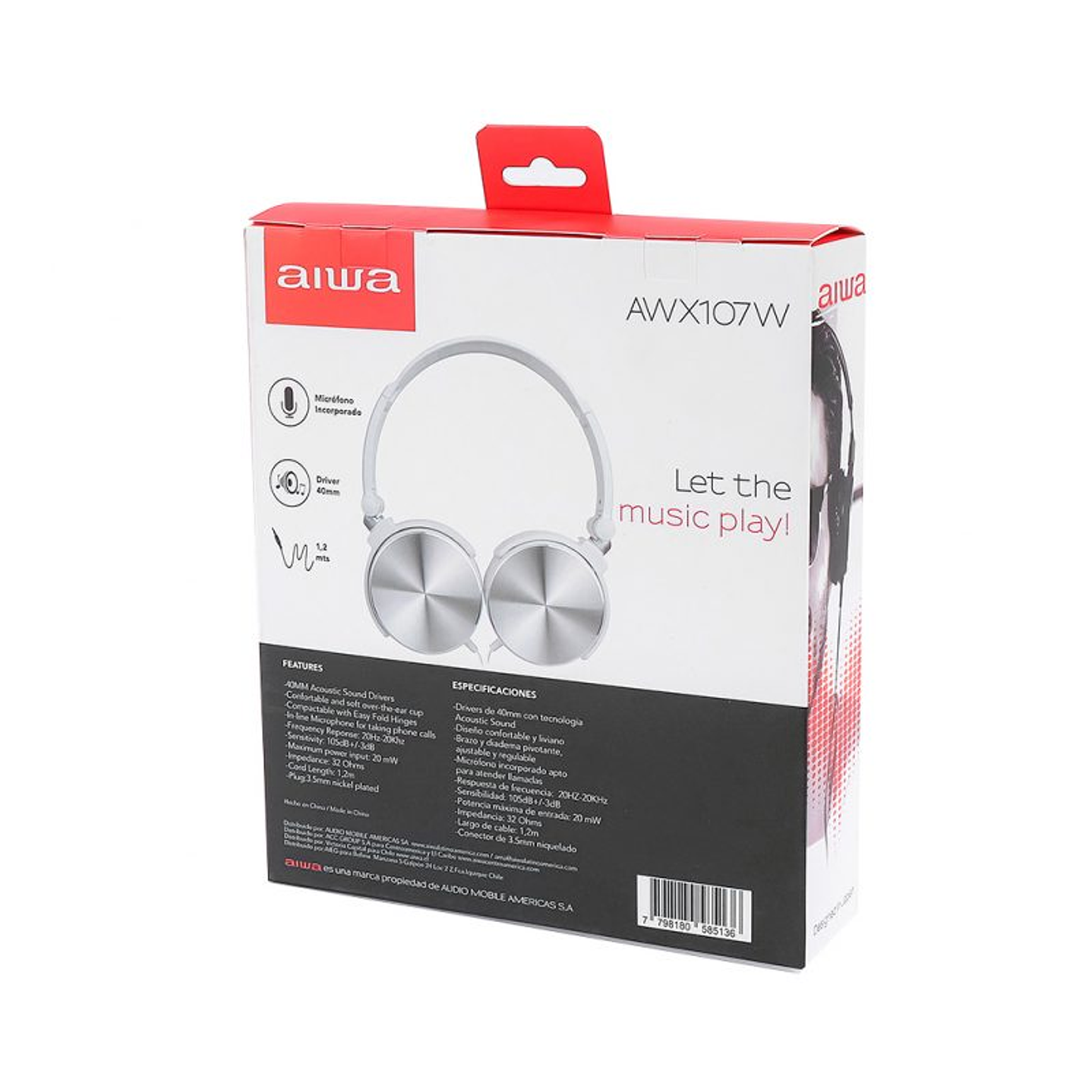 Audífono On-Ear Aiwa AWX107 Blanco 5