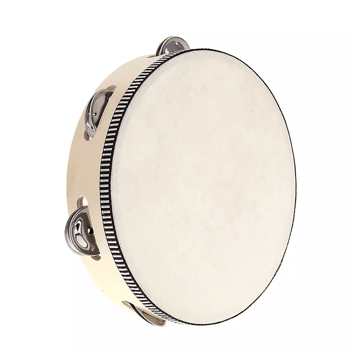 Pandero Madera Con Parche 8 Sonajas Metal 1