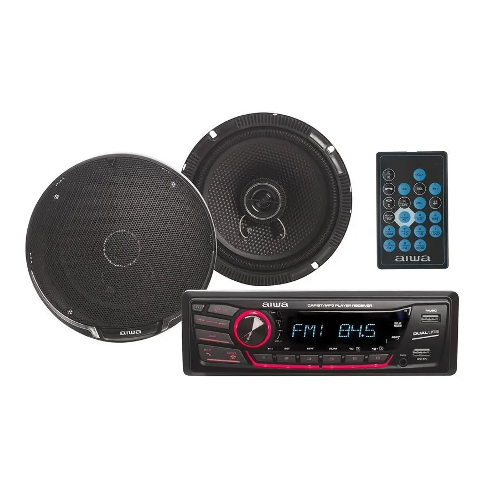 Kit Radio Bluetooth 1 Din + Parlante Auto Aiwa CAW-2016BT 1