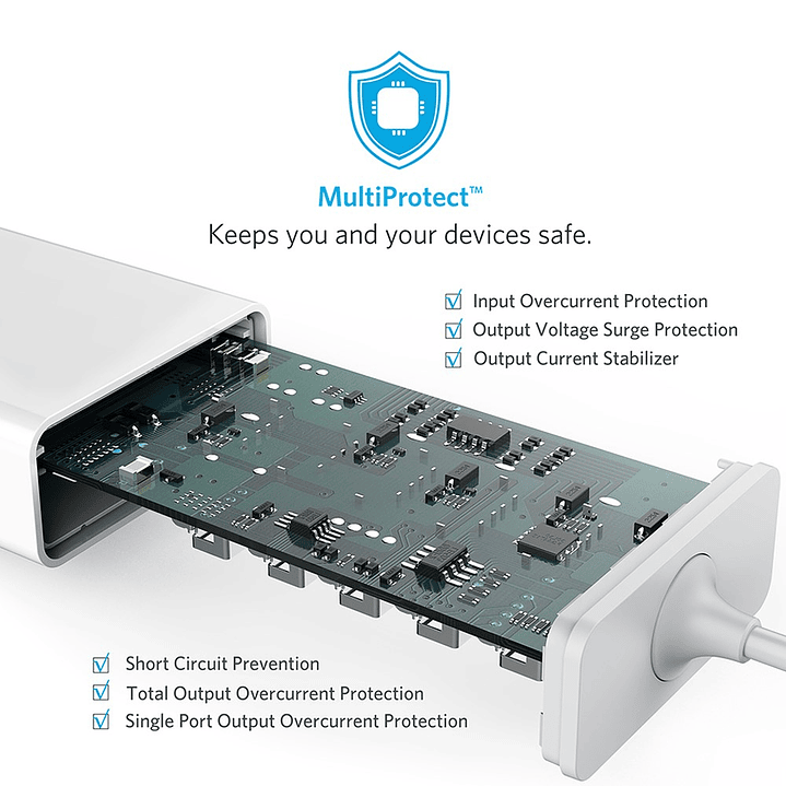 Cargador Auto Multiple 5 USB 50W Anker 4