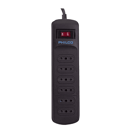 Alargador Protector Sobrevoltaje Philco 918 Joules Negro