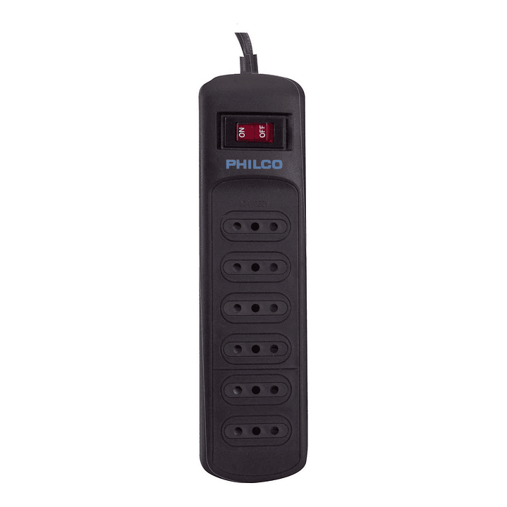 Alargador Protector Sobrevoltaje Philco 918 Joules Negro 1