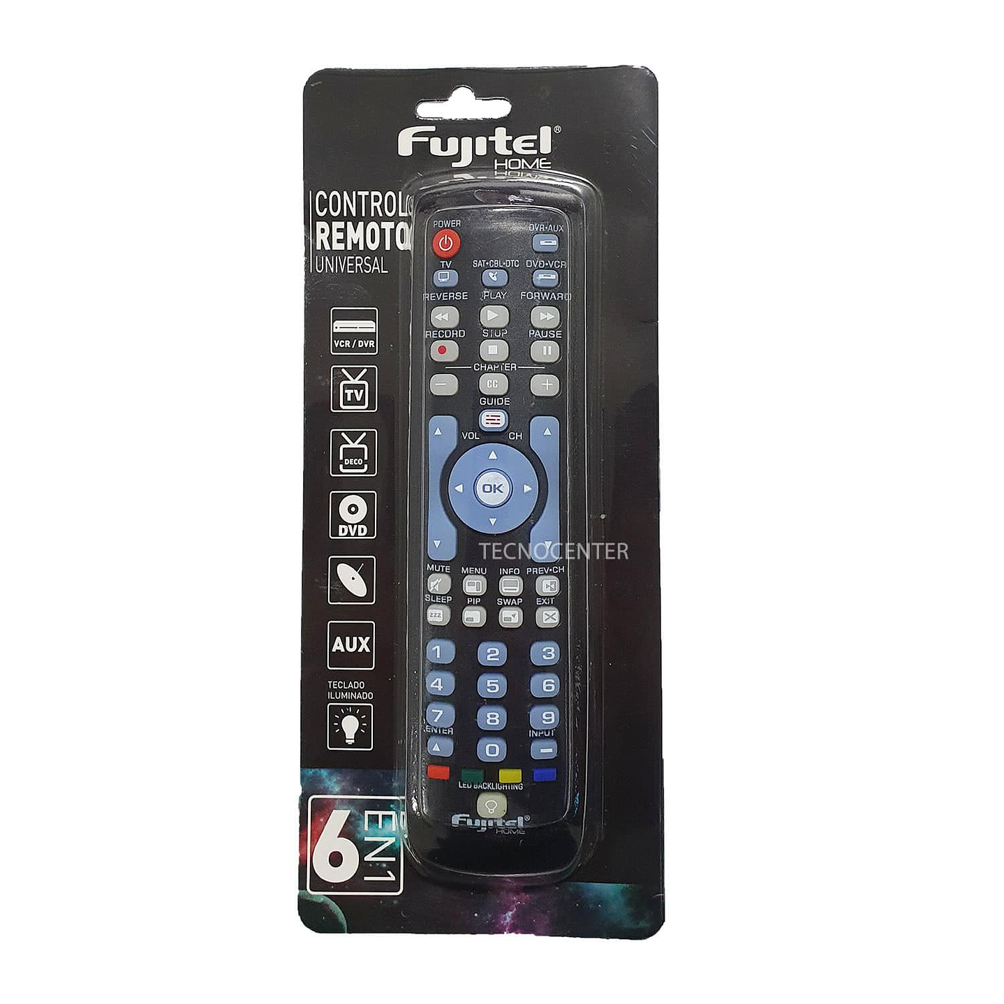 Control Remoto Universal Fujitel 6 en 1 2