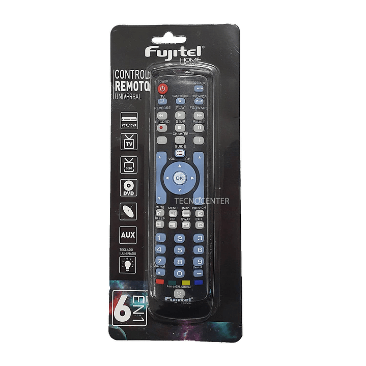 Control Remoto Universal Fujitel 6 en 1 2