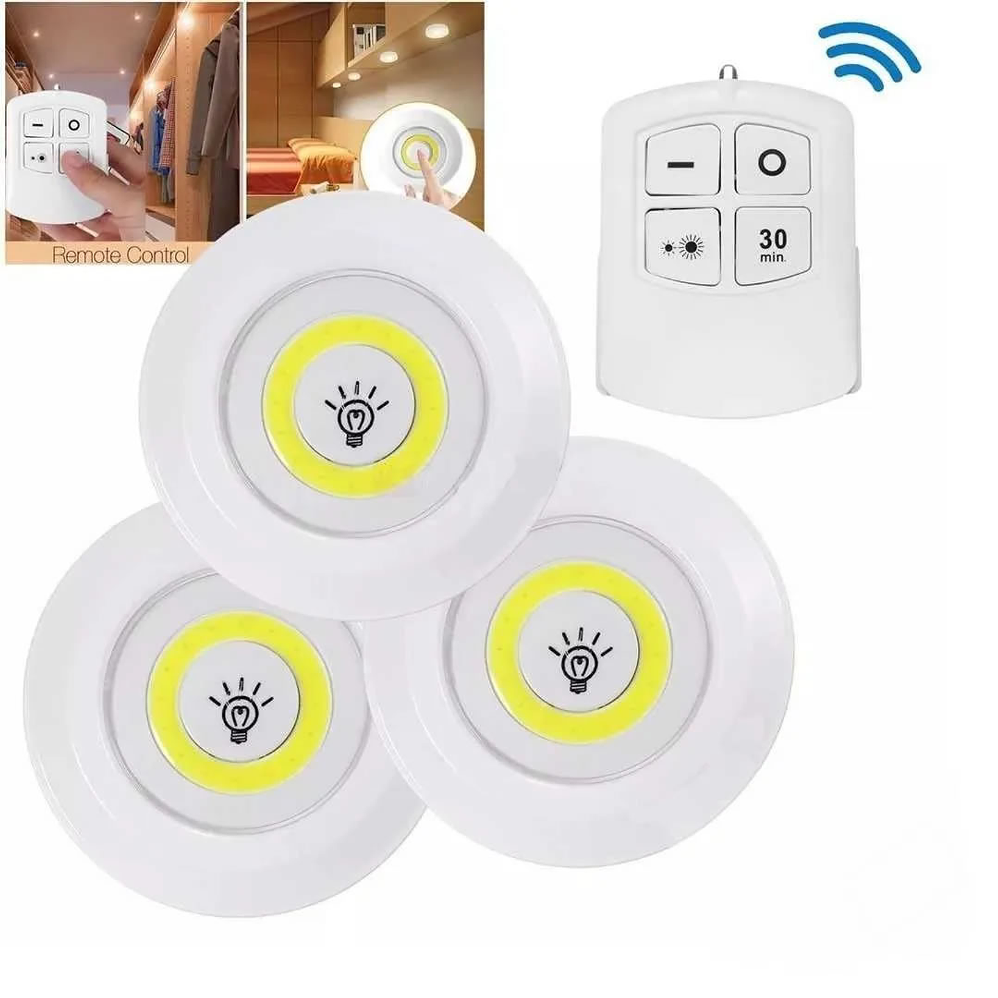 Set 3 Luz Led Portátil Control Remoto Timer Dimer 3