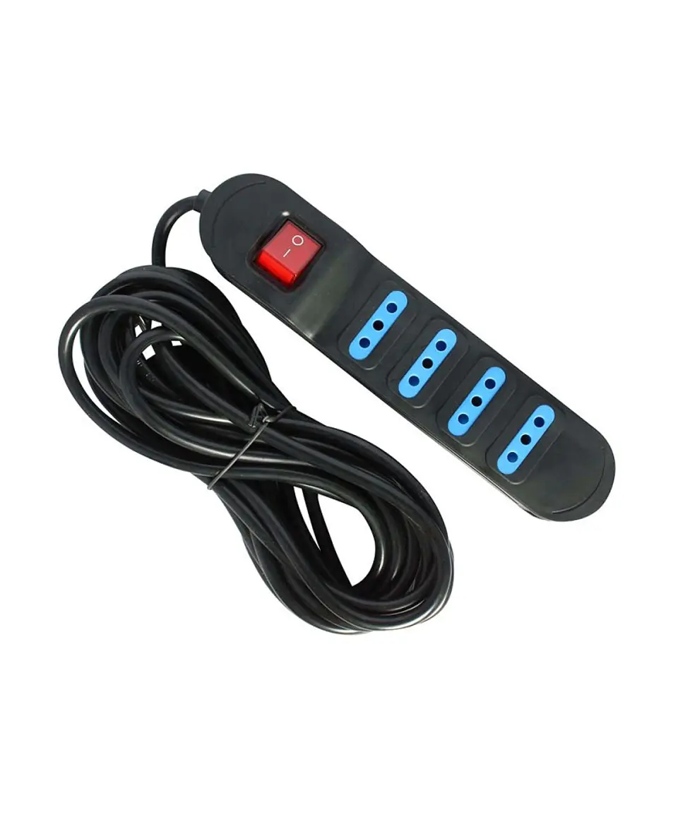 Alargador Electrico 5 Mts 4 Salidas Negro Switch 1