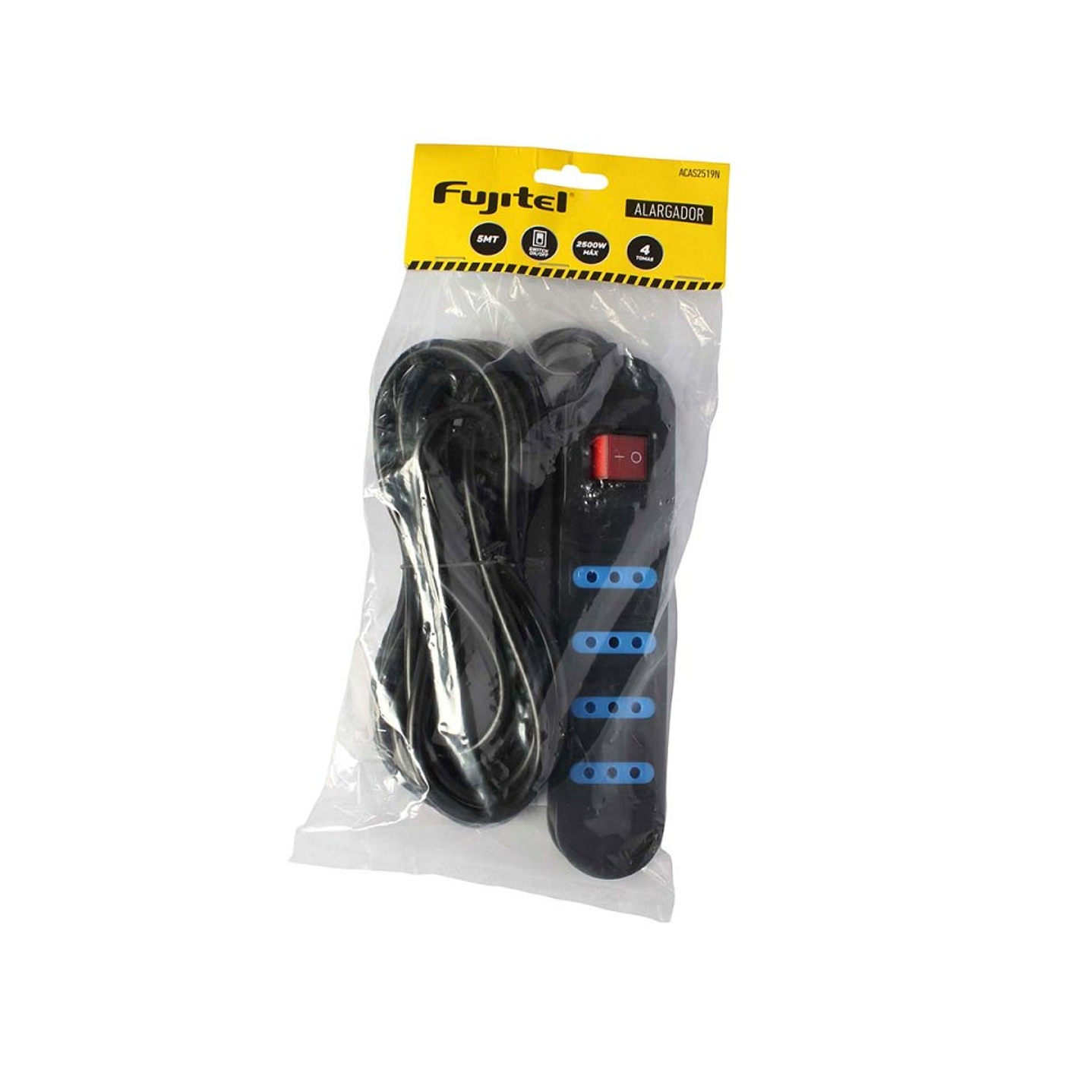 Alargador Electrico 5 Mts 4 Salidas Negro Switch 2