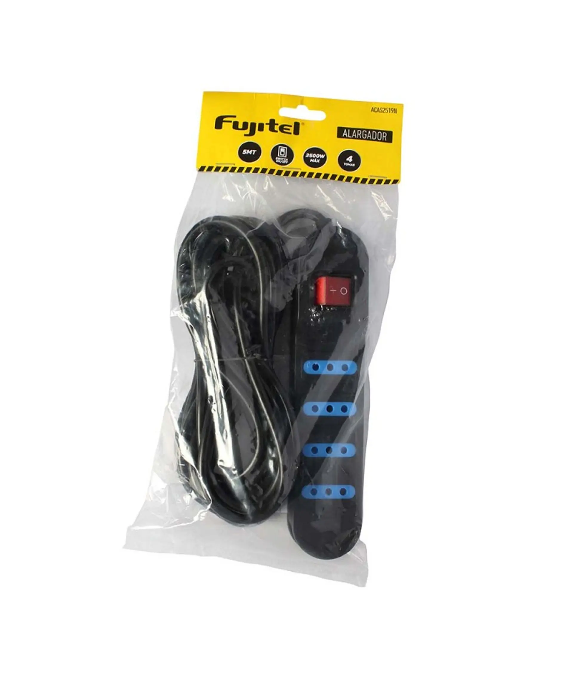 Alargador Electrico 5 Mts 4 Salidas Negro Switch 2
