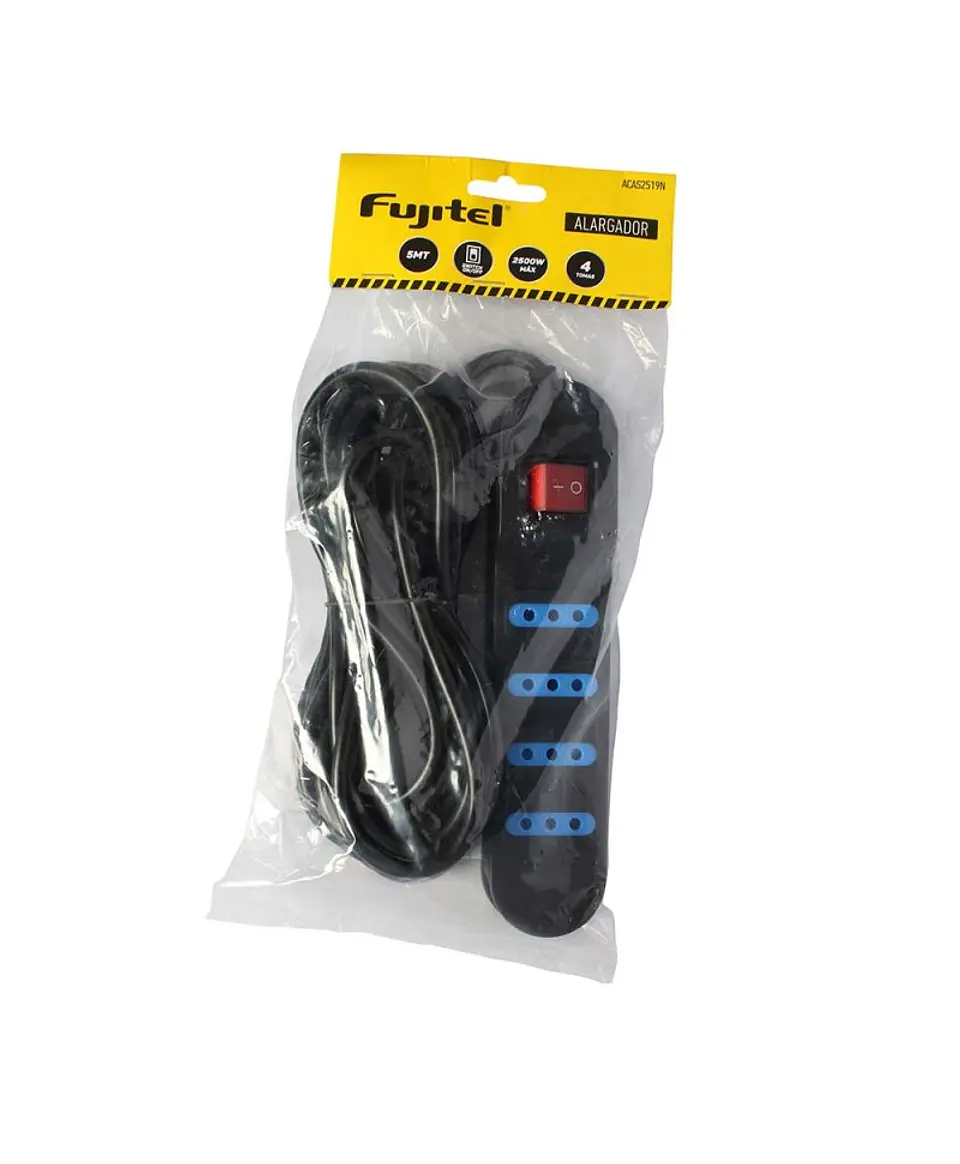 Alargador Electrico 5 Mts 4 Salidas Negro Switch 2
