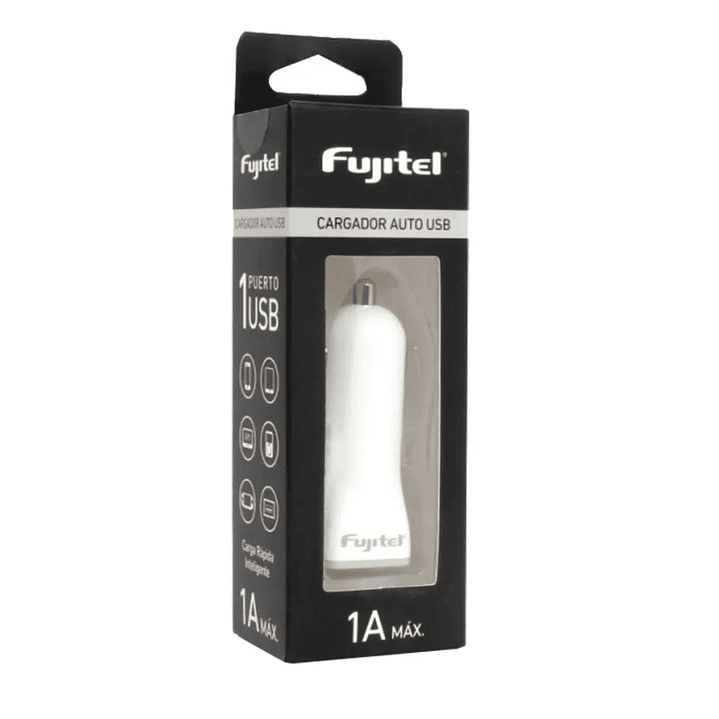 Cargador Auto USB Encendedor Fujitel 1A USB Blanco 2