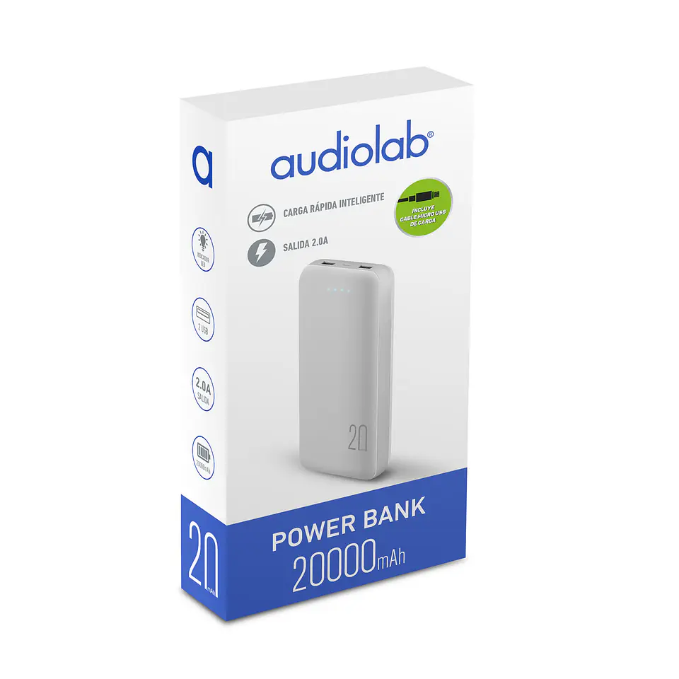 Bateria Portatil Powerbank 20.000 Mah Audiolab 1