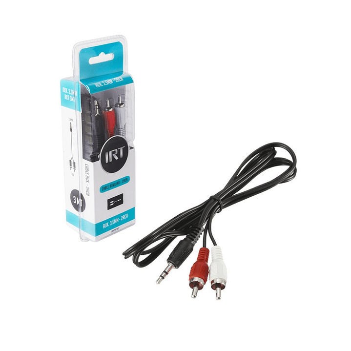 Cable Audio Plug 3.5 a 2 RCA 3 Metros IRT 1