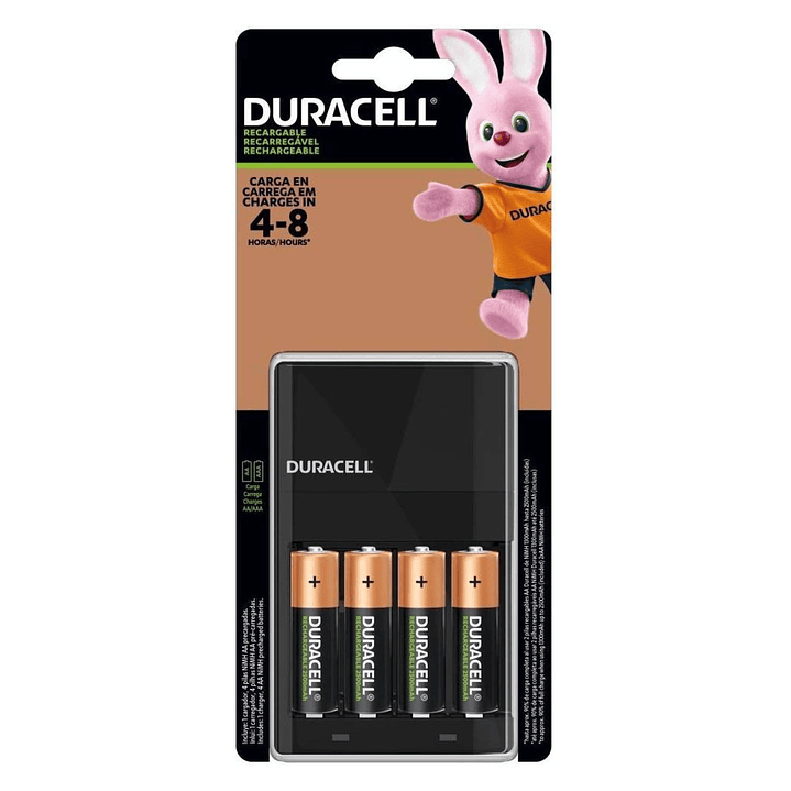 Kit Cargador Duracell + 4 Pilas Recargables 2500mha 1