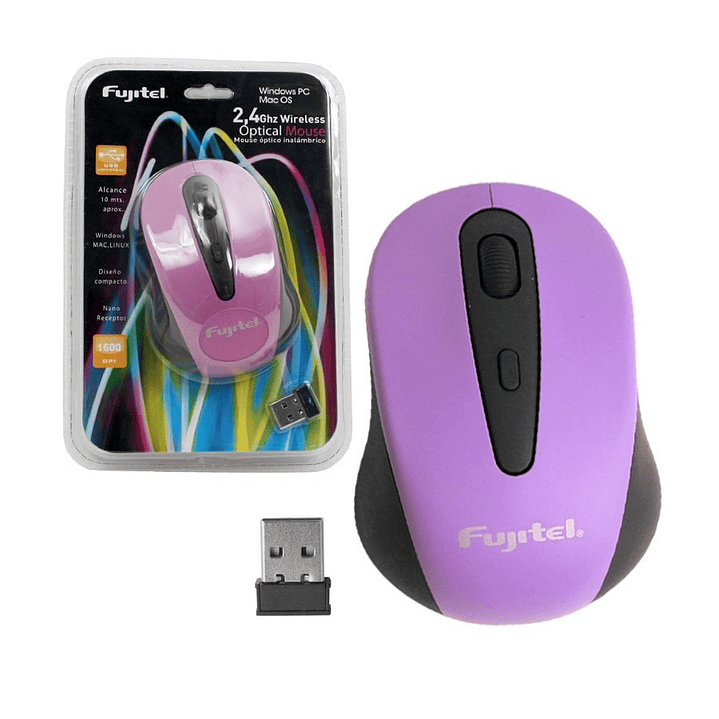 Mouse Optico Fujitel 2.4g Wireless Pink 1