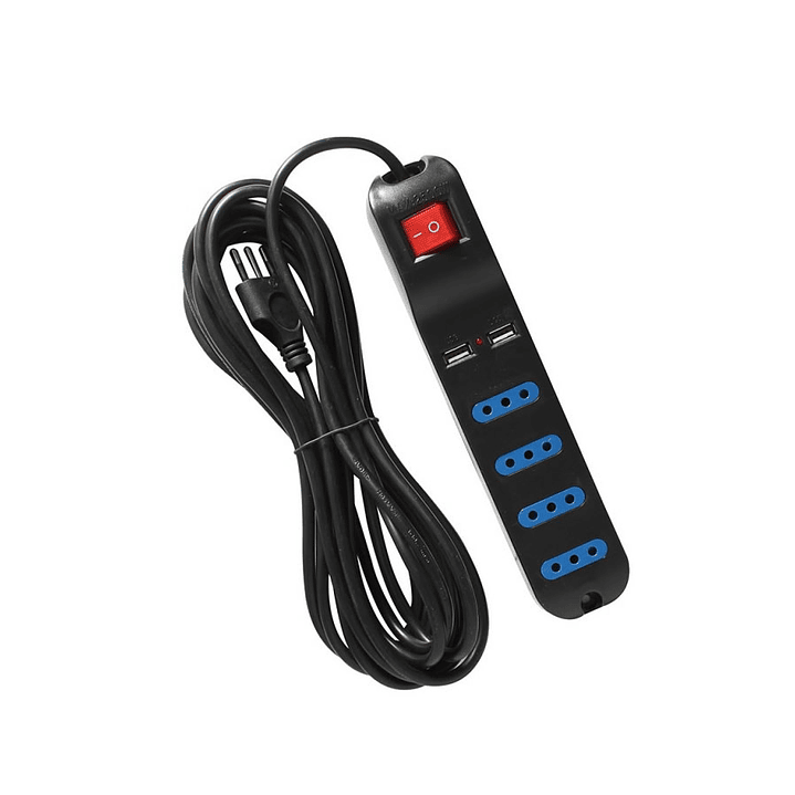 Alargador Electrico 5mt 4 Boca 2 USB Negro Fujitel 1