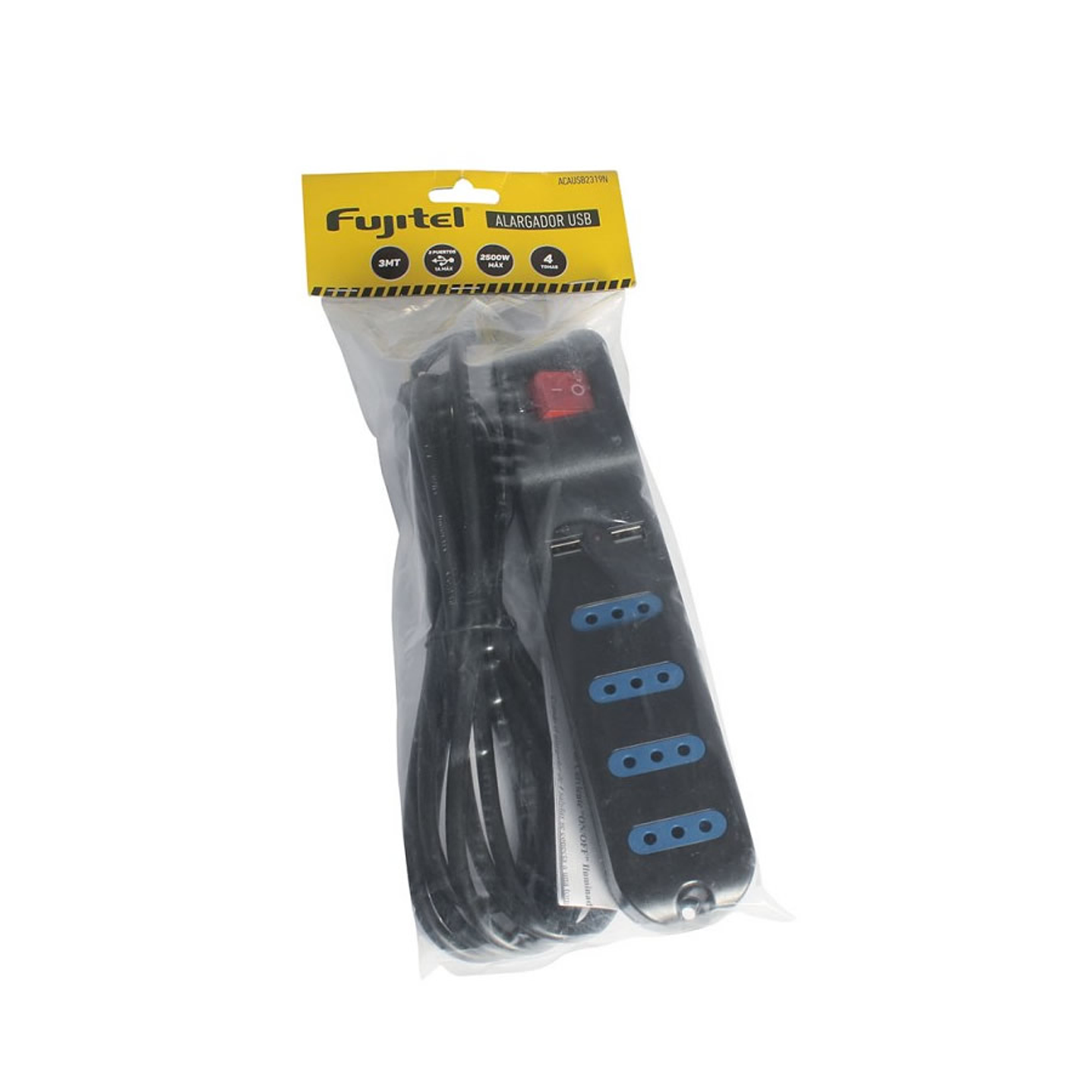 Alargador Electrico 5mt 4 Boca 2 USB Negro Fujitel 2