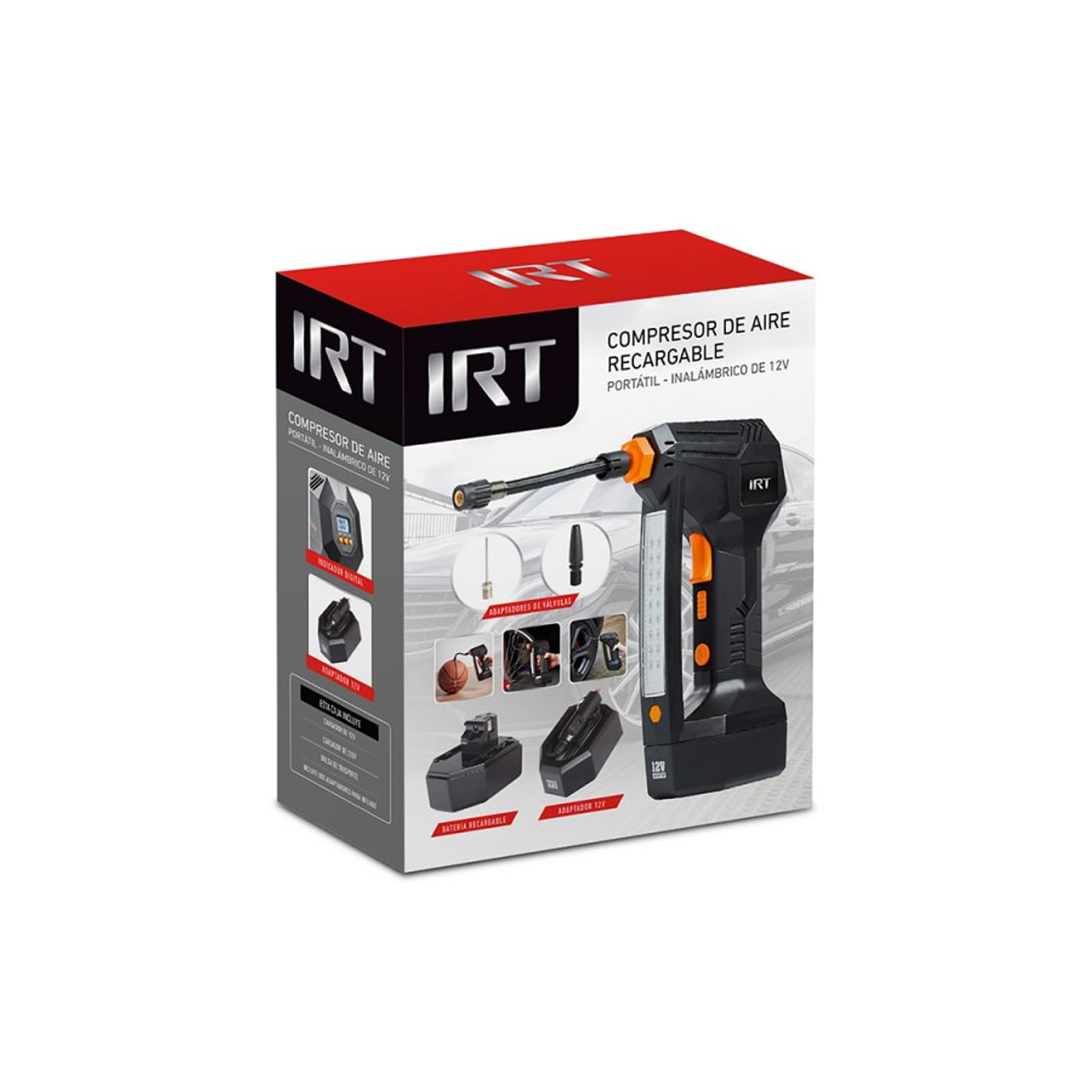 Compresor Aire Inflador Portatil Recargable 12v Irt 2