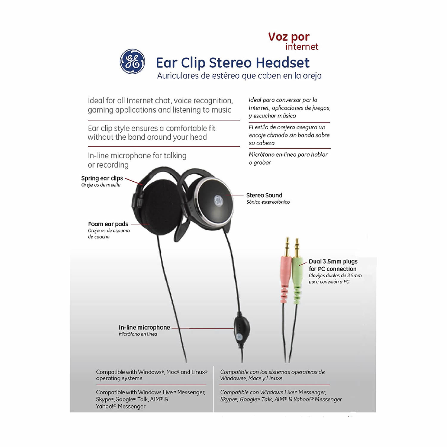 Audifono con Micrófono Ear Clip General Electric 3