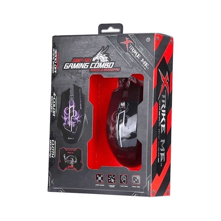 Kit Gamer Mouse Pad Optico 3200dpi Xtrike Me 4