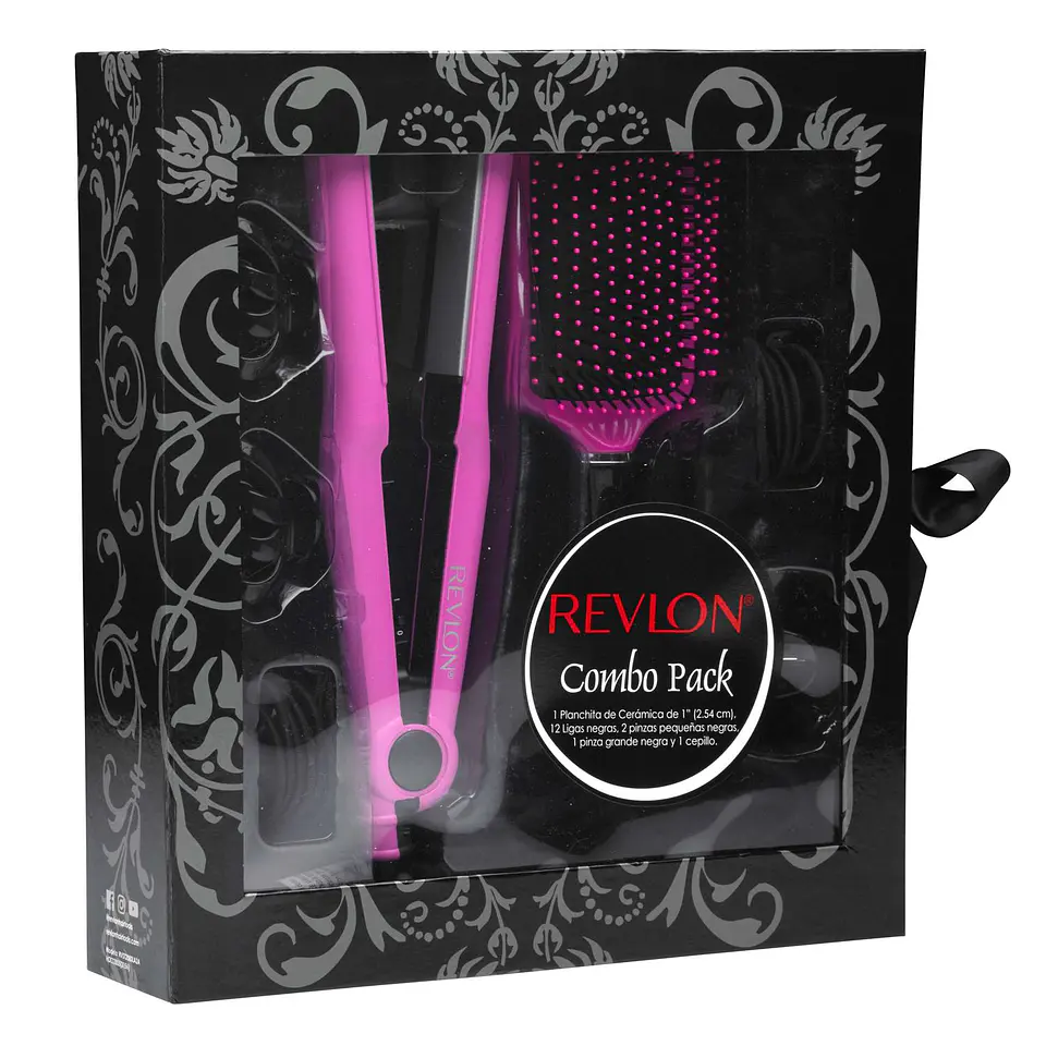 Kit Alisador Cepillo Accesorios Revlon Rosa 4