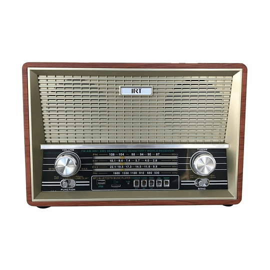 Radio retro BT/FM/AM/SW/USB/SD/AUX IRT madera.