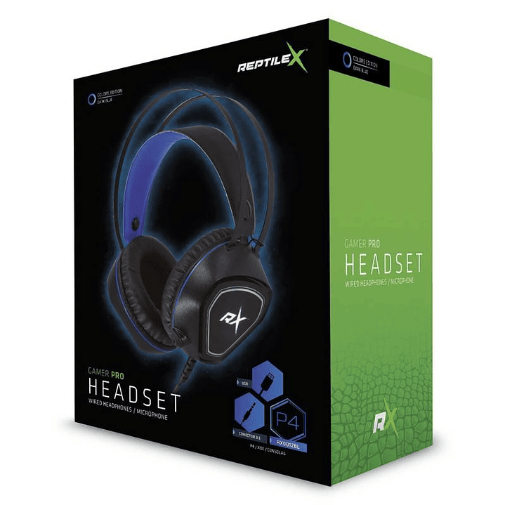 Audifonos Reptile X 12BL Gamer Pro Ps4 Pc Azul 2
