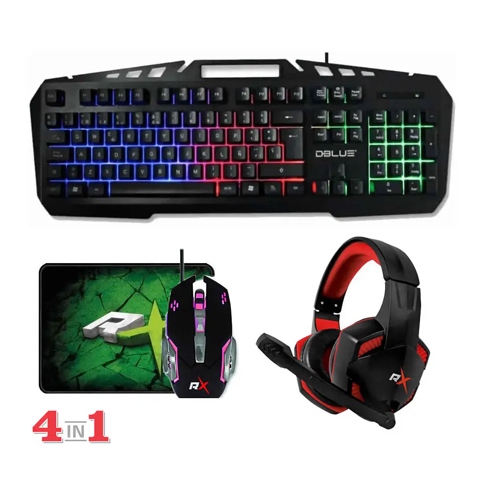 Kit 4 en 1 Gamer Reptilex Teclado Mouse Audifono Pad 2