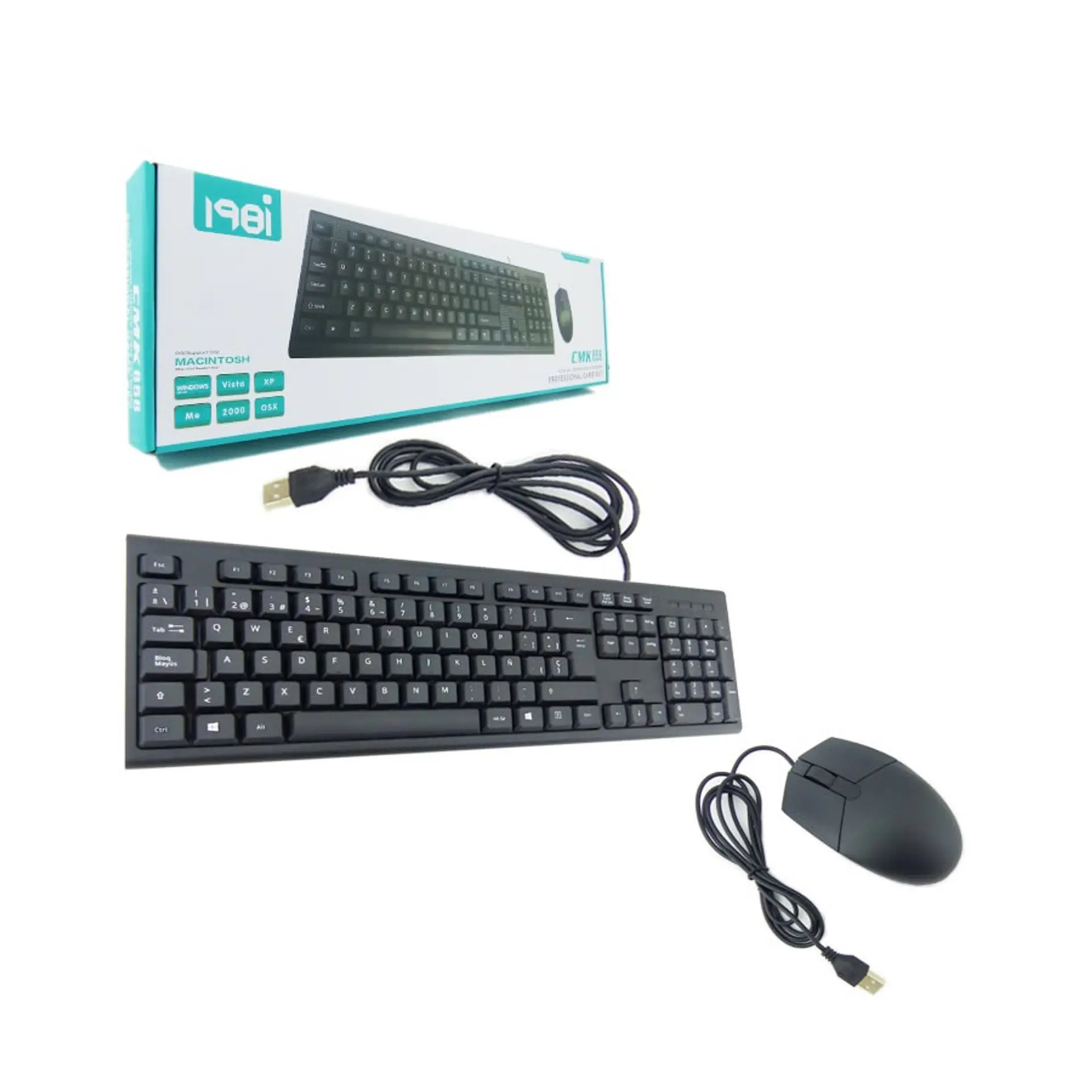 Kit Combo Teclado y Mouse Alambrico Negro 5