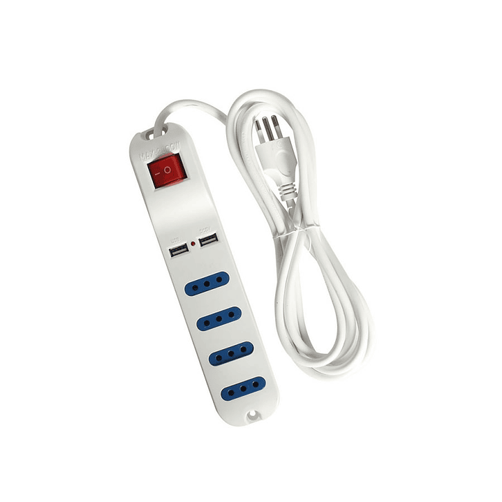 Alargador Electrico 3mt 4 Boca 2 USB Blanco Fujitel 1