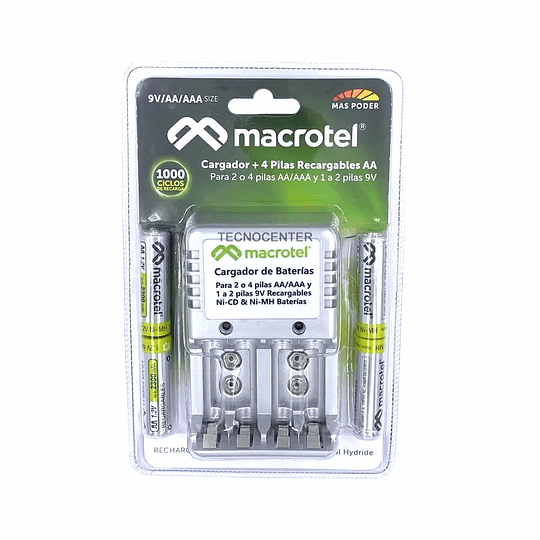 Pack Cargador con 4 pilas AA Macrotel 2300mha
